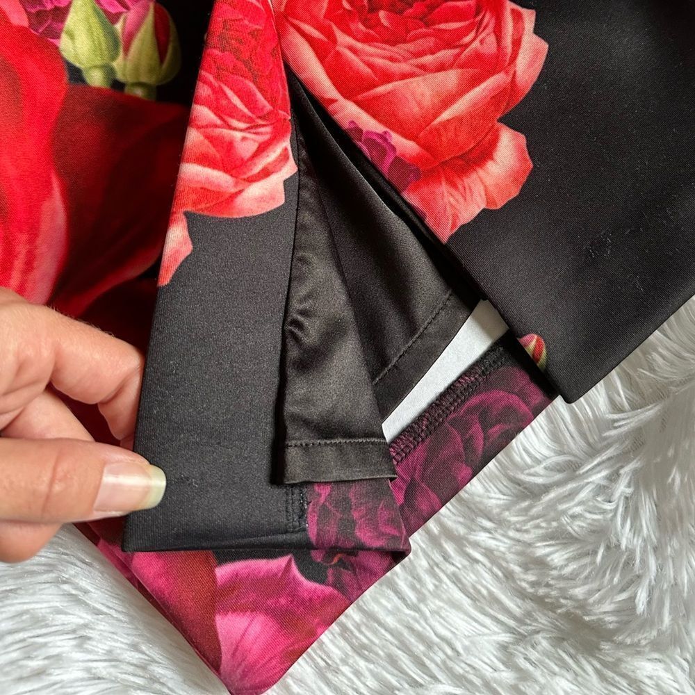 Ted Baker Dress Meric Juxtapose Rose Midi New Black Red Adjustable Straps Size 4 - Picture 4 of 14